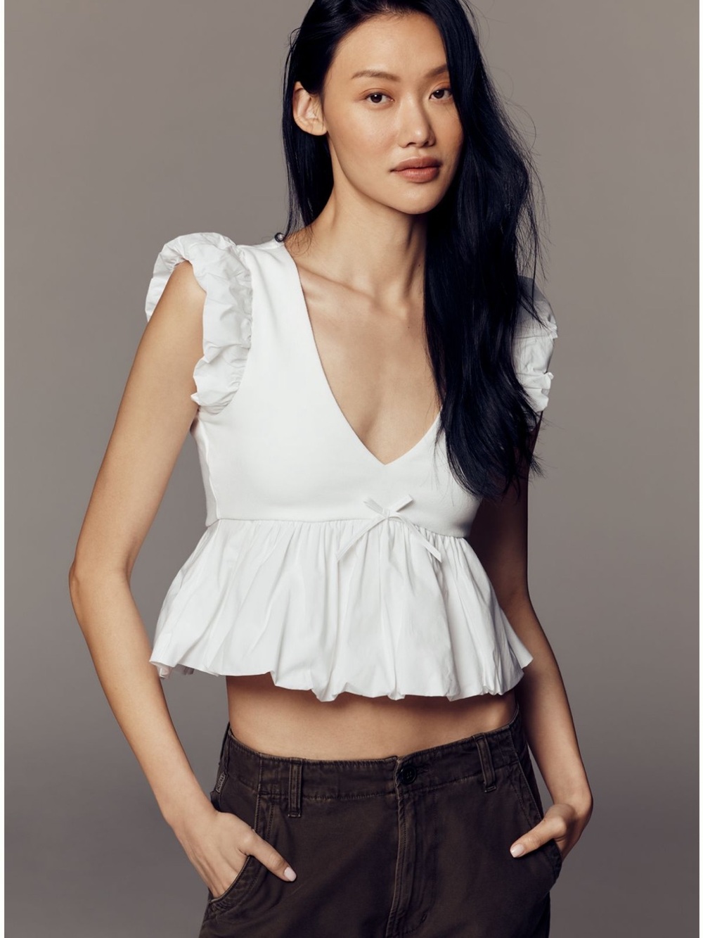 Anthropologie Peplum Ruffle Top
